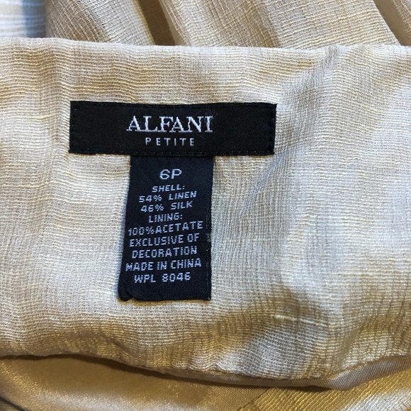 ALFANI PETITES BEIGE BLACK LINEN SILK SKIRT SZ 6P - Picture 6 of 7